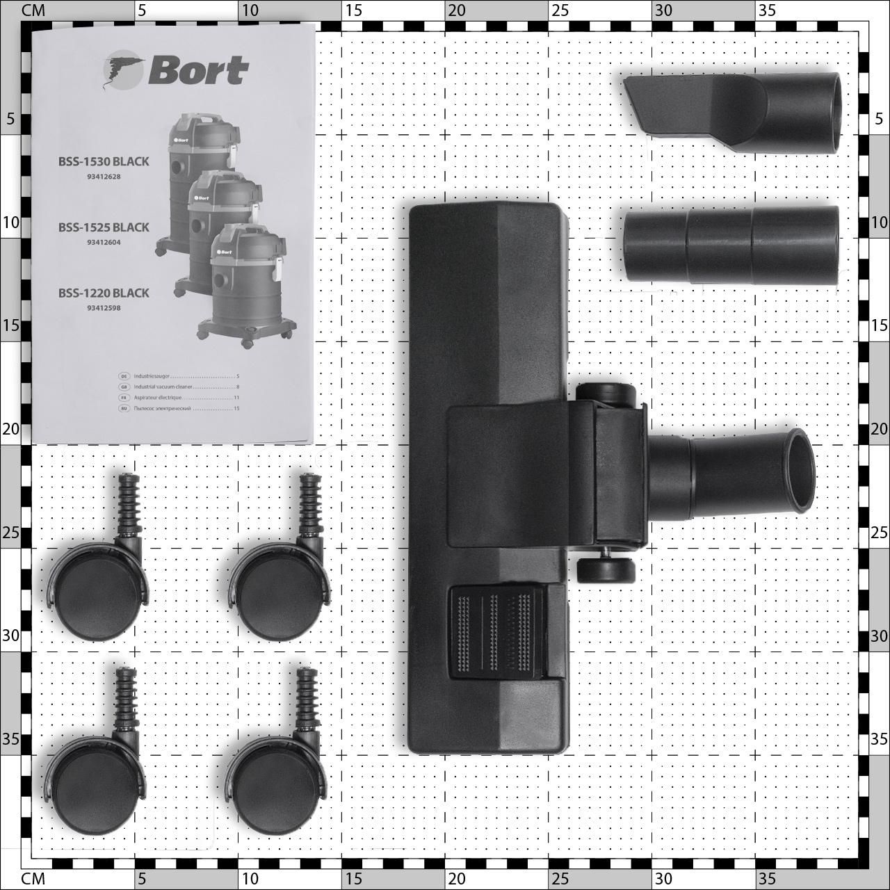 Пылесос строительный 1500Вт, 25л, Bort BSS-1525 BLACK