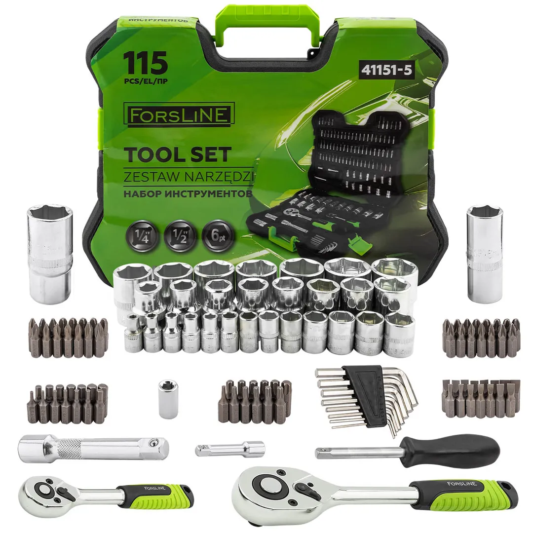 Набор инструментов 115пр. 1/4", 1/2" (6гр.)  ForsLine FL-41151-5