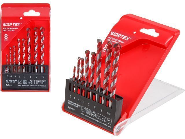 Набор сверл универсальных 3-10мм 8 шт.  WORTEX 1335679