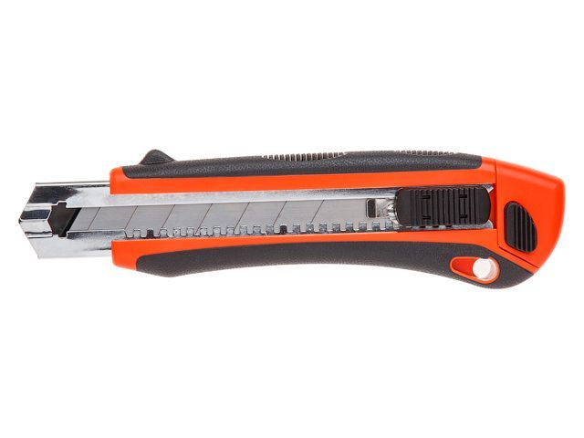 Нож пистолетный с выдвижным лезвием 25 мм. + 3 лезвия PROFI (ABS + TPR покрытие корпуса  3 лезвия в комплекте) STARTUL ST0927