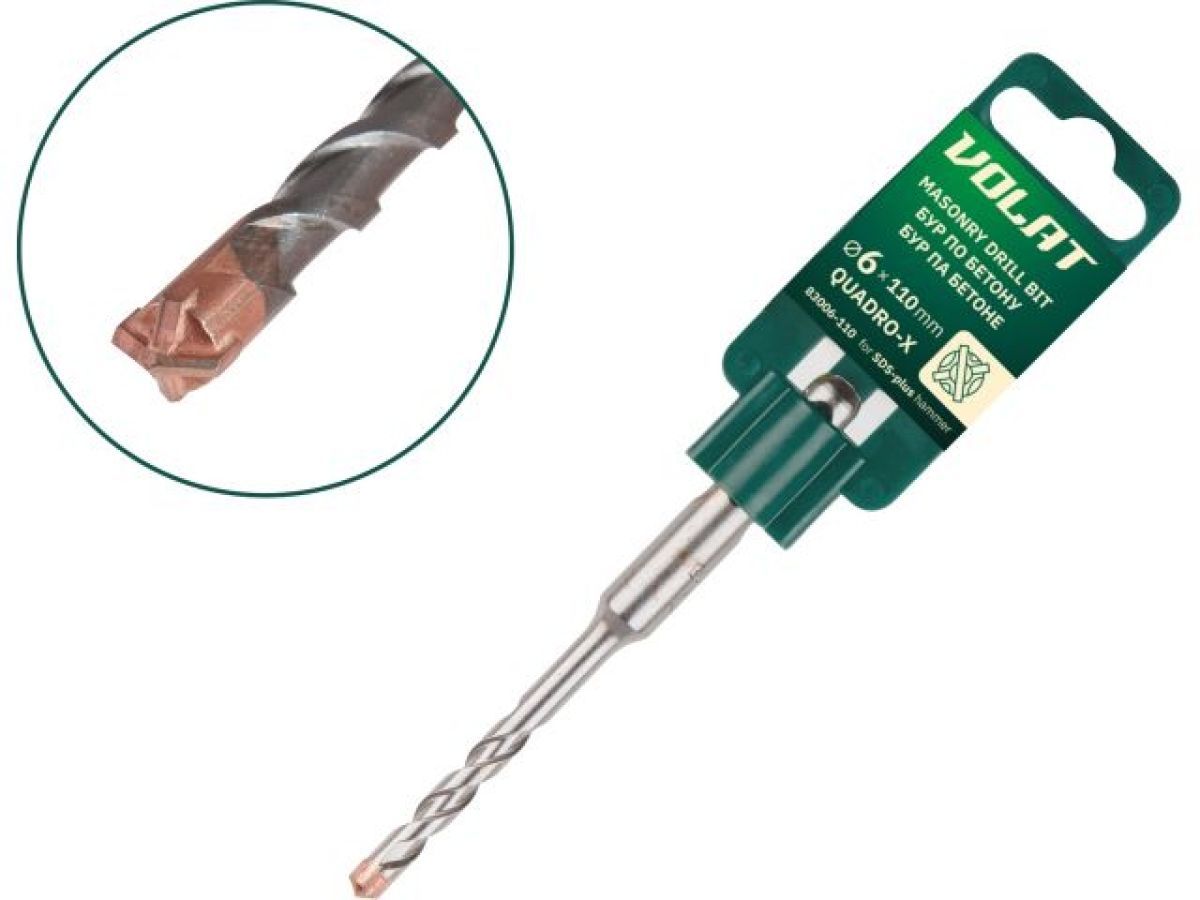Бур по бетону 6х50х110 mm SDS-plus QUADRO-X  (крестовая пластина) ВОЛАТ 83006-110