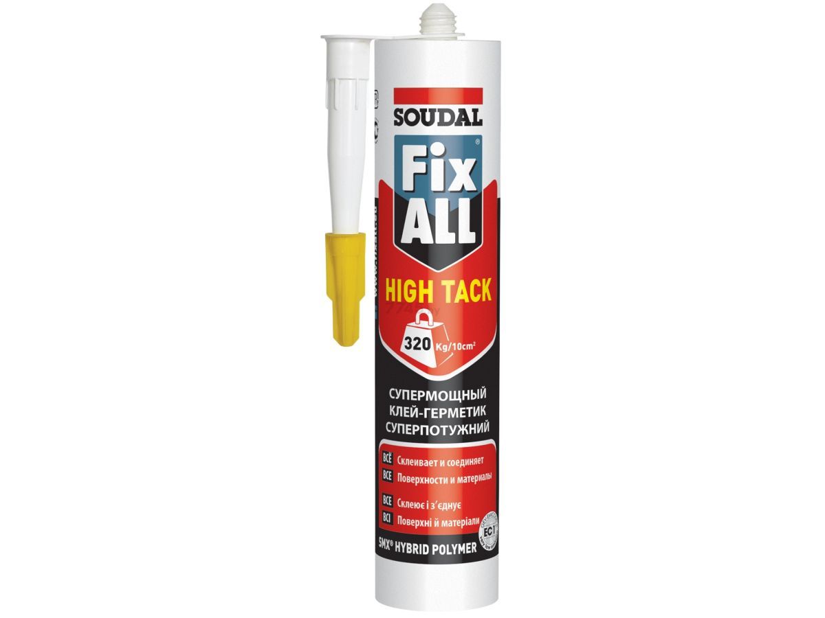 Клей-герметик гибрид. Fix All High Tack белый 290 мл SOUDAL 119129