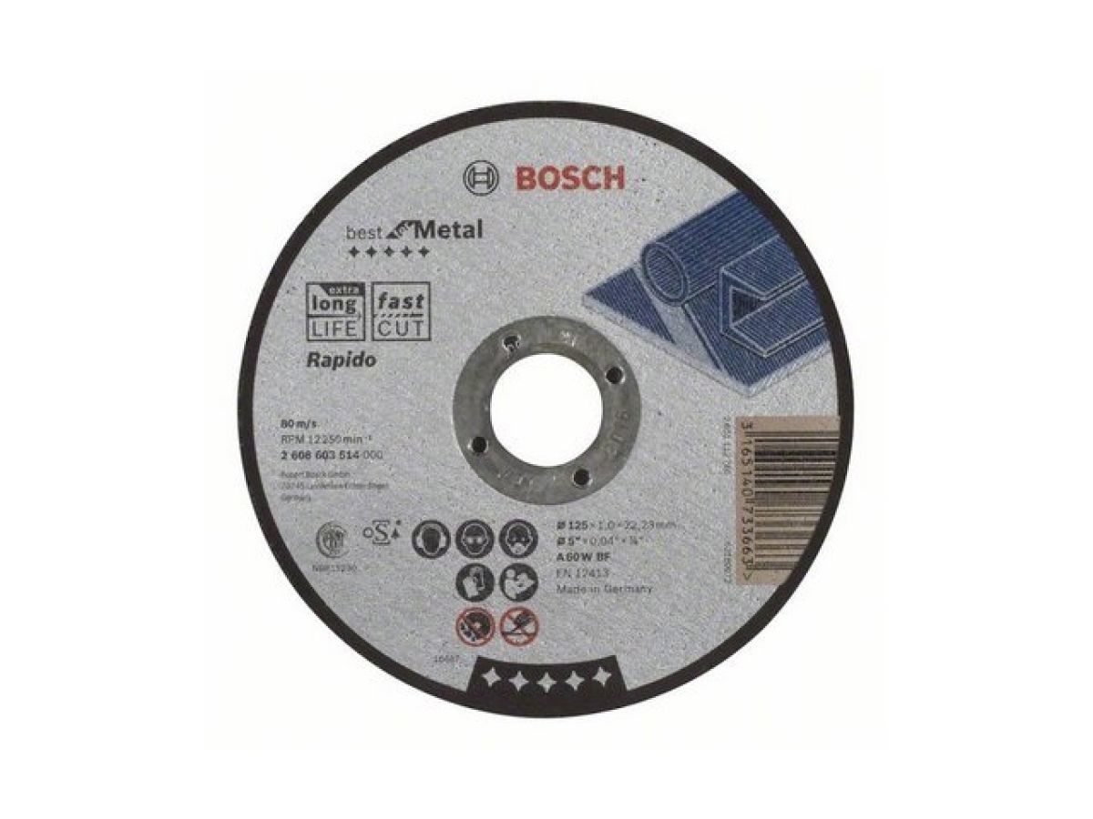 Круг отрезной 125х1.0x22.2 мм для металла Best (прямой) BOSCH 2608603514