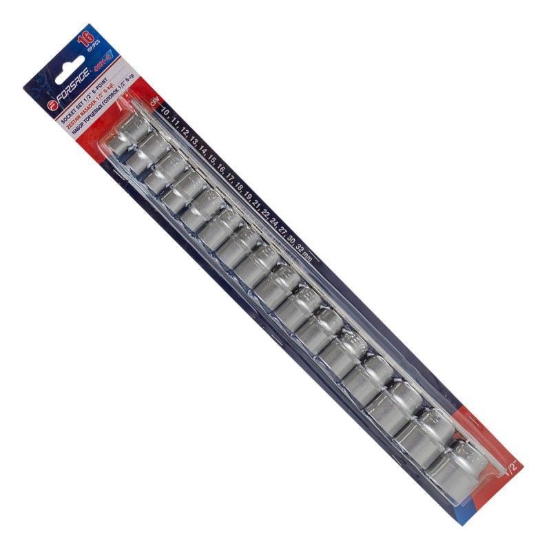 Набор головок 1/2", 10-32мм, 16пр. 6гр.  Forsage F-4161-5