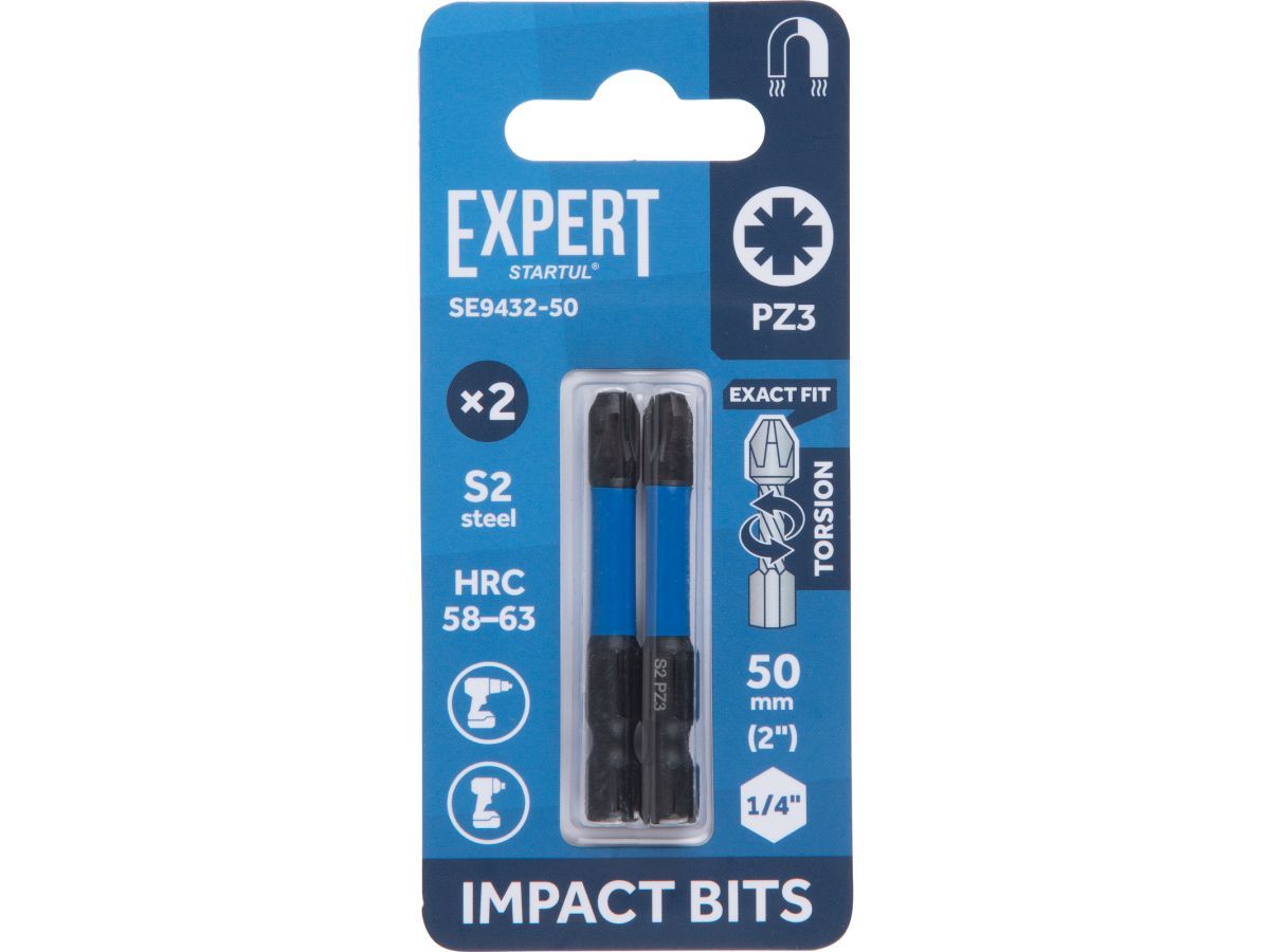 Насадка ударная PZ3 50мм 2шт EXPERT (SE9432-50) (торсионная бита Impact) STARTUL SE9432-50