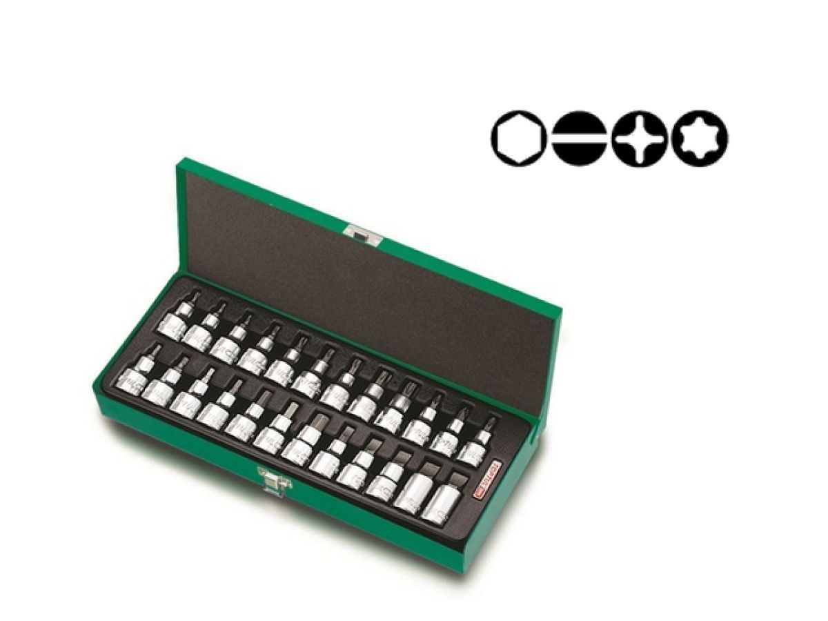 Набор бит HEX, SL, PH, TORX, 1/2", 24пр. Toptul GAAD2402