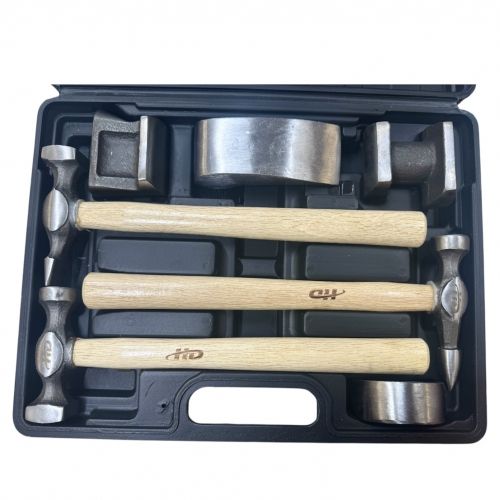 Набор инструмента для рихтовочных работ, 3 молотка с дер. ручками, 4 наковальни, кованый H-D HD-4590