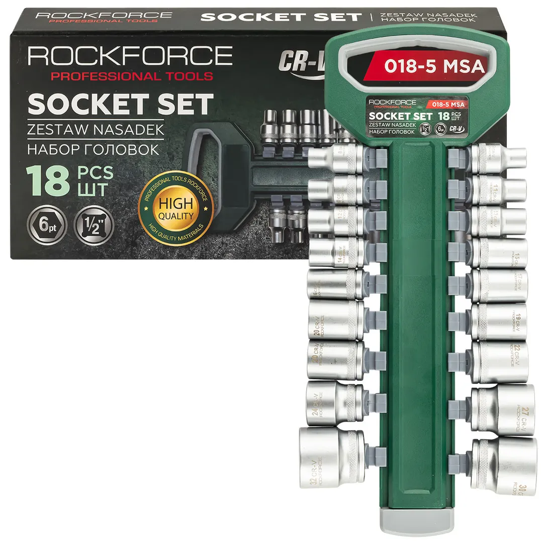 Головки, набор 18пр., 1/2" (6гр.) RockFORCE Rock FORCE RF-018-5 MSA