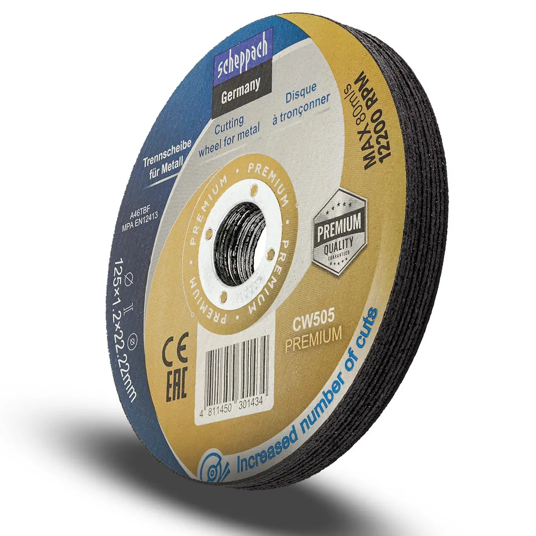 Круг отрезной по металлу 125x1,2x22,2мм(10шт к-т) Scheppach Sch-CW505 PREMIUM[10шт к-т]