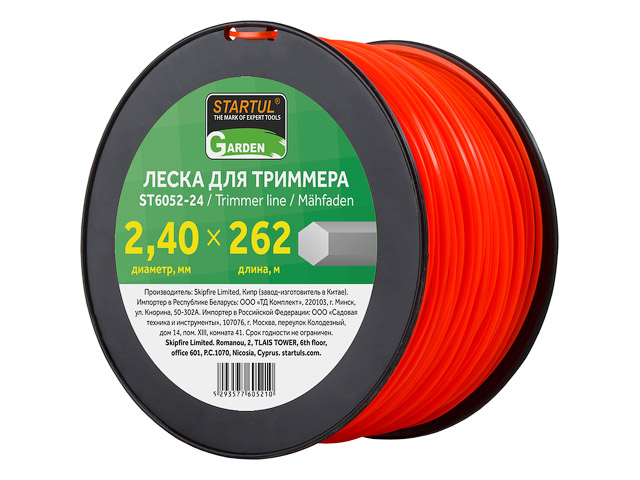 Леска ф 2.4 mm х 262 м шестигранное сечение GARDEN STARTUL ST6052-24