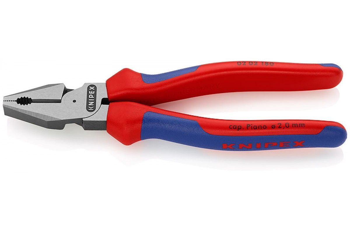Плоскогубцы комбинированные особой мощности, L-180 мм, чёрные, 2-комп. рукоятки  KNIPEX 0202180