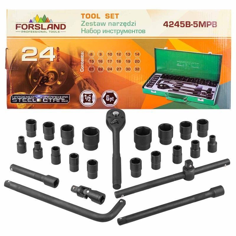 Набор инструментов 24пр. 1/2" (6гр.)  Forsland Forsland-4245B-5MPB