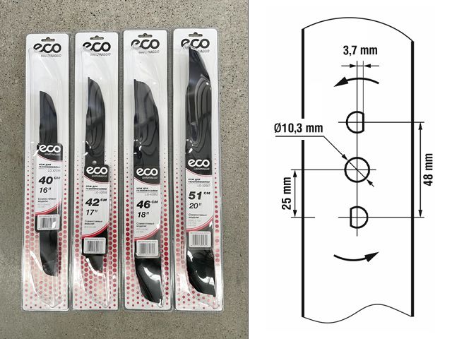 Нож для газонокосилки 42 см  (в блистере, для LG-434)  ECO LG-X2005