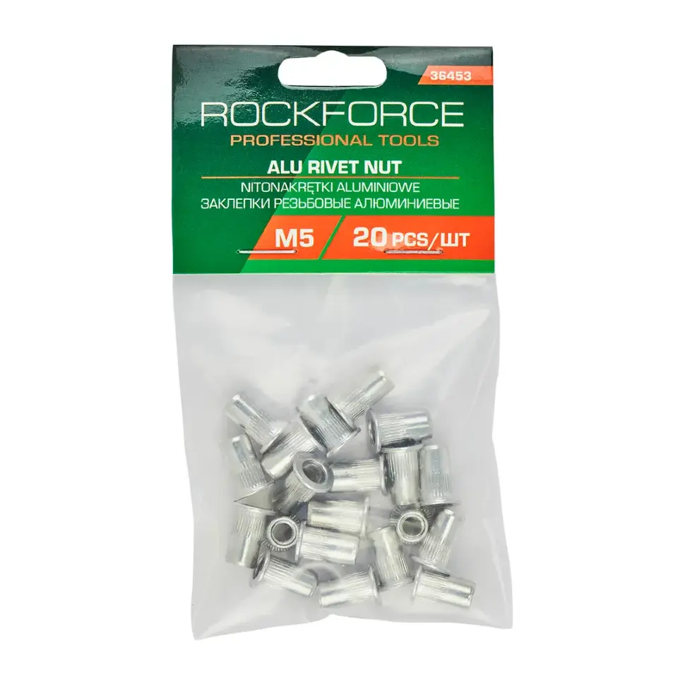 Заклепки резьбовые алюминиевые М5 (20шт./к-т) RockFORCE Rock FORCE RF-36453