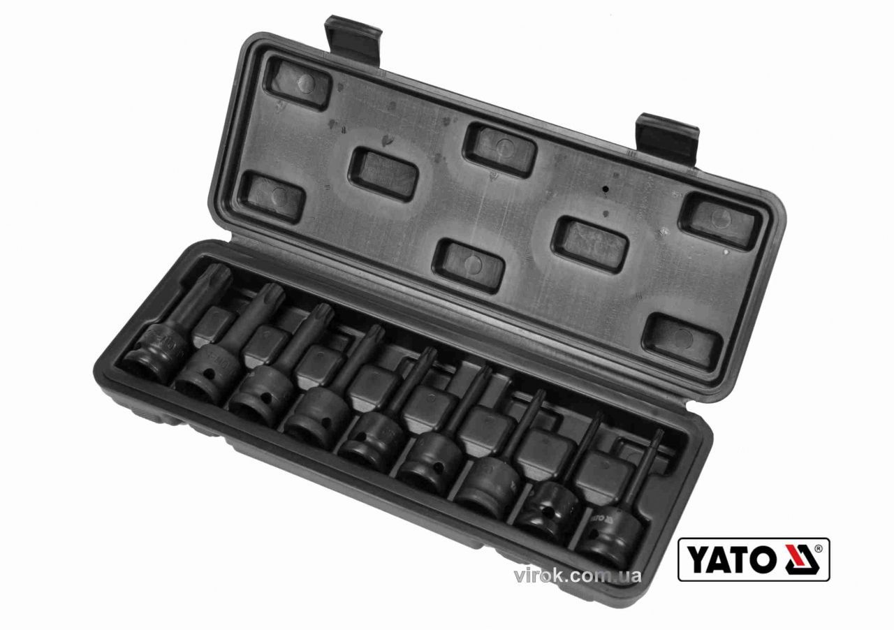 Головки-Насадки ударные 1/2" TORX Т20-T70 ( набор 9пр)  YATO YT-10654