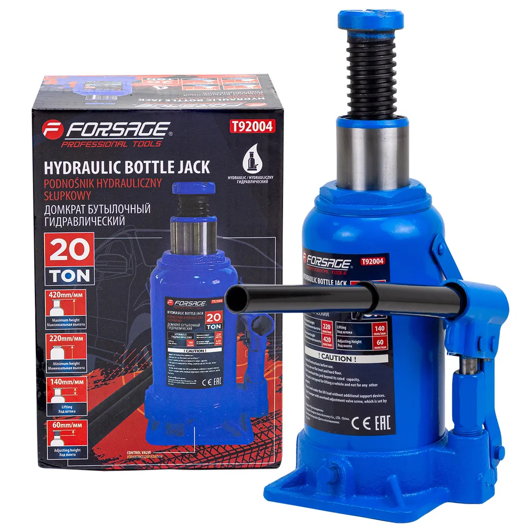 Домкрат бутылочный 20т (h min 235мм, h max 445мм) Forsage F-T92004
