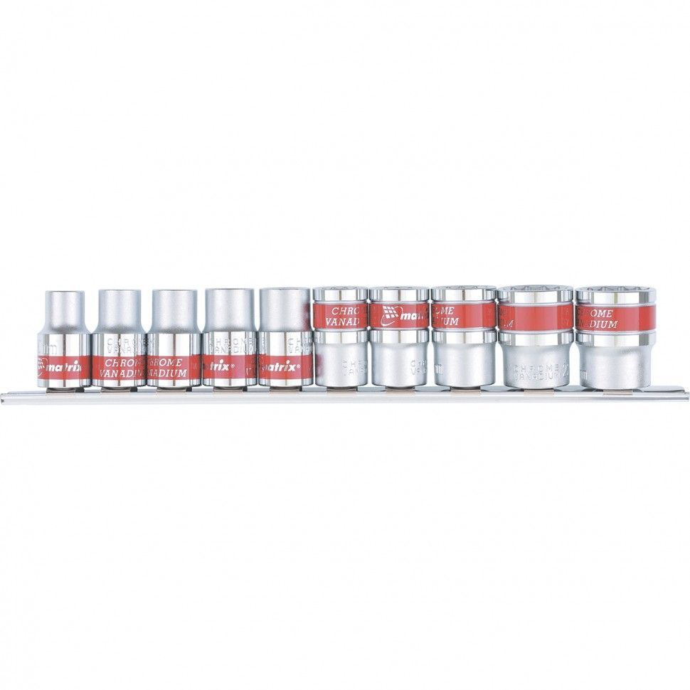 Набор торцевых головок, 1/2", 12гр., CrV, 10шт., 10-24мм, Matrix 13596