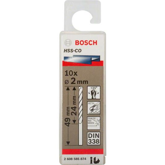 Сверло по металлу HSS-Co 2,0x24x49 мм (10 шт)  BOSCH 2.608.585.874