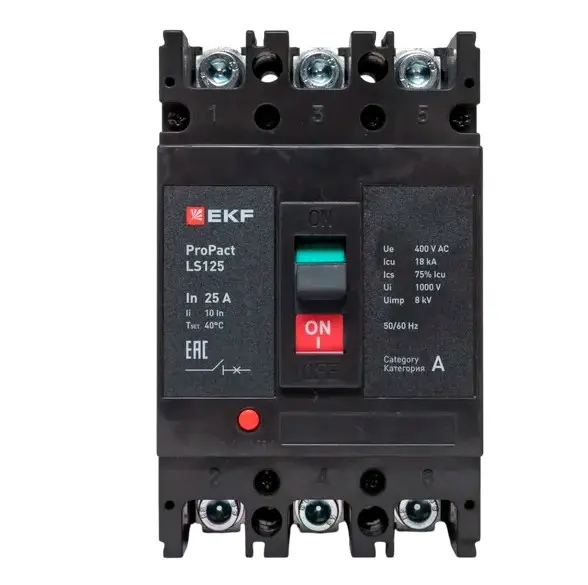 Автоматический выключатель LS125 18кА 3P 25А ProPact EKF mccb-125-18-3-25-ls