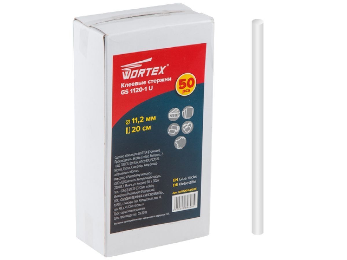 Клеевые стержни (PVC универсальный, 11.2*200mm, 50шт, коробка) WORTEX GS11201U0025