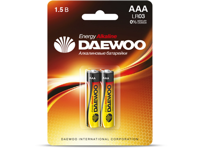 Батарейка AAA LR03 1.5V alkaline BL-2шт  DAEWOO 4690601030375