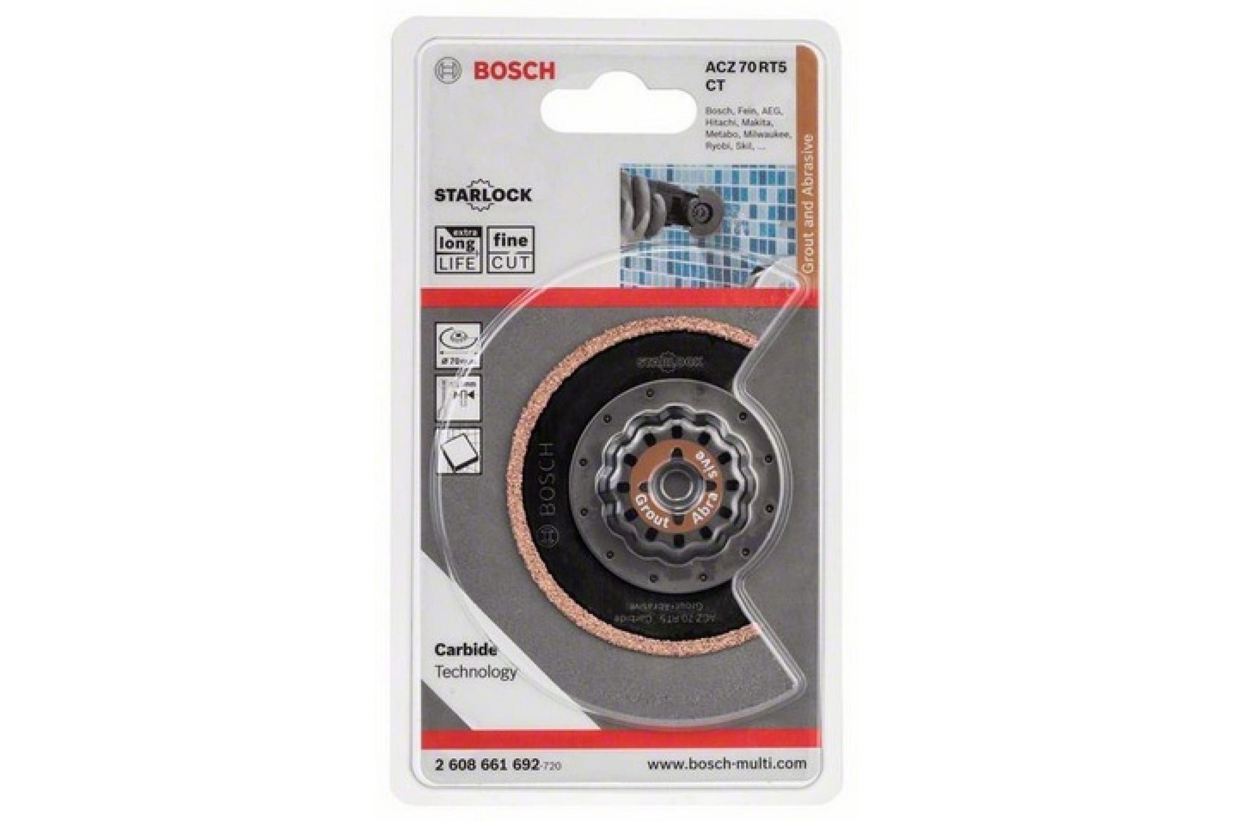 Starlock_Пильное полотно HM-RIFF ACZ 70 RT5 (Carbide / 1 шт)  BOSCH 2.608.661.692