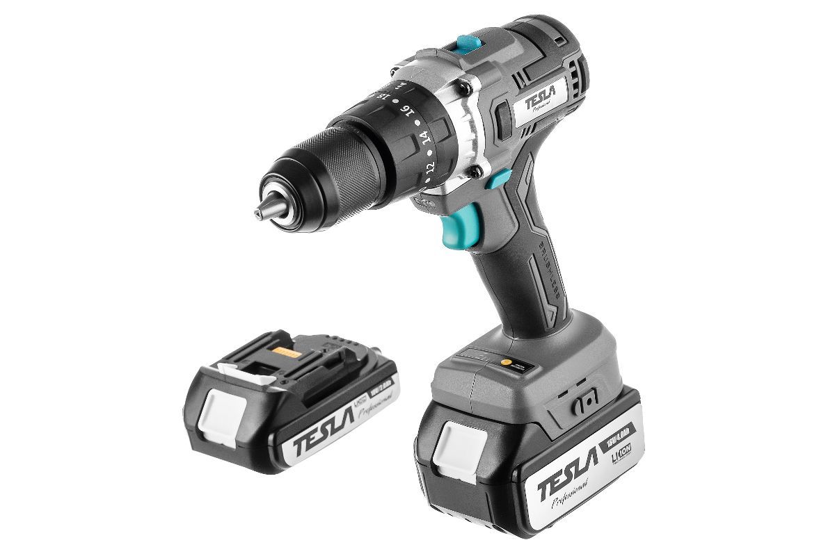 Дрель-шуруповерт ударная аккумуляторная, 18В, 2АКБ 4,0 А/ч, 1500 об.мин, 70 Нм,  TESLA TCD18HD