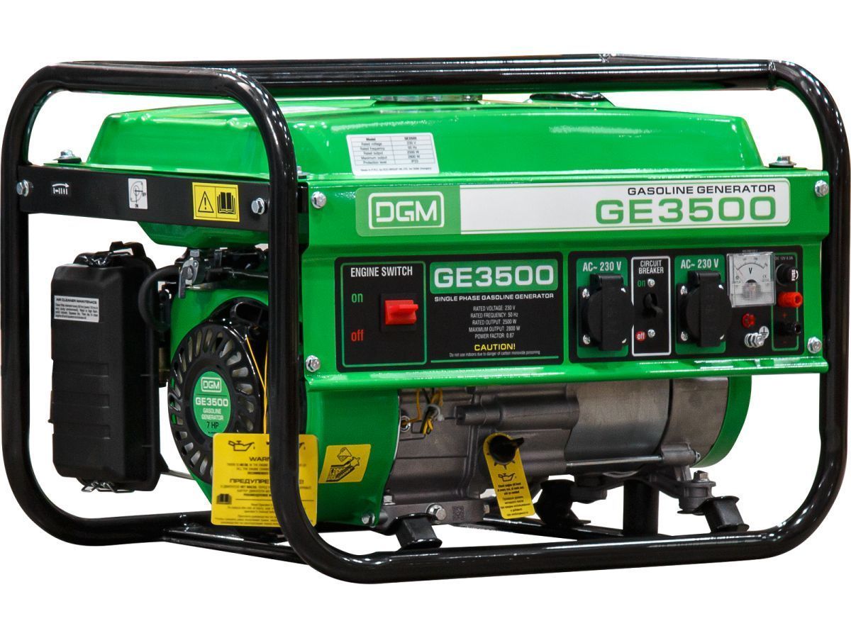 Электростанция (генератор бензиновый) GE3500 (2,8 кВт, 230 В, вес 35 кг) DGM DG1810-1