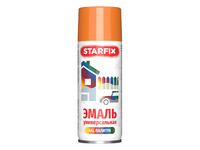 Краска-эмаль аэрозольная универсальная оранжевый  520мл (2004) (Цвет оранжевый)  ...STARFIX SM-96032-1