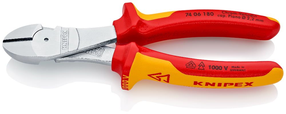 Бокорезы особой мощности VDE 1000V, L-180 мм, хром., 2-комп. рукоятки   ...KNIPEX 7406180