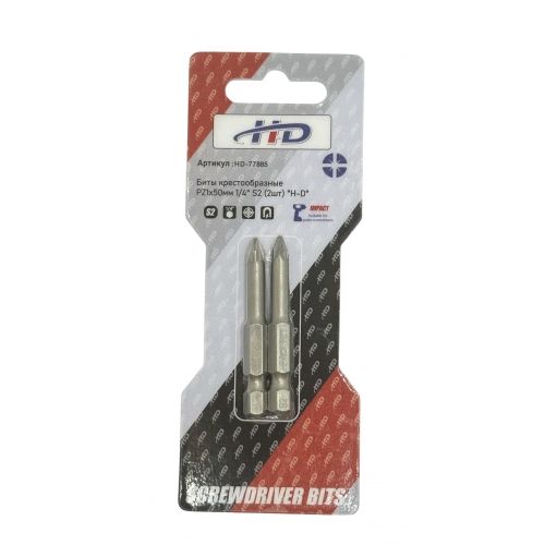Биты крестообразные PZ1х50мм 1/4" S2 (2шт)   H-D HD-77885