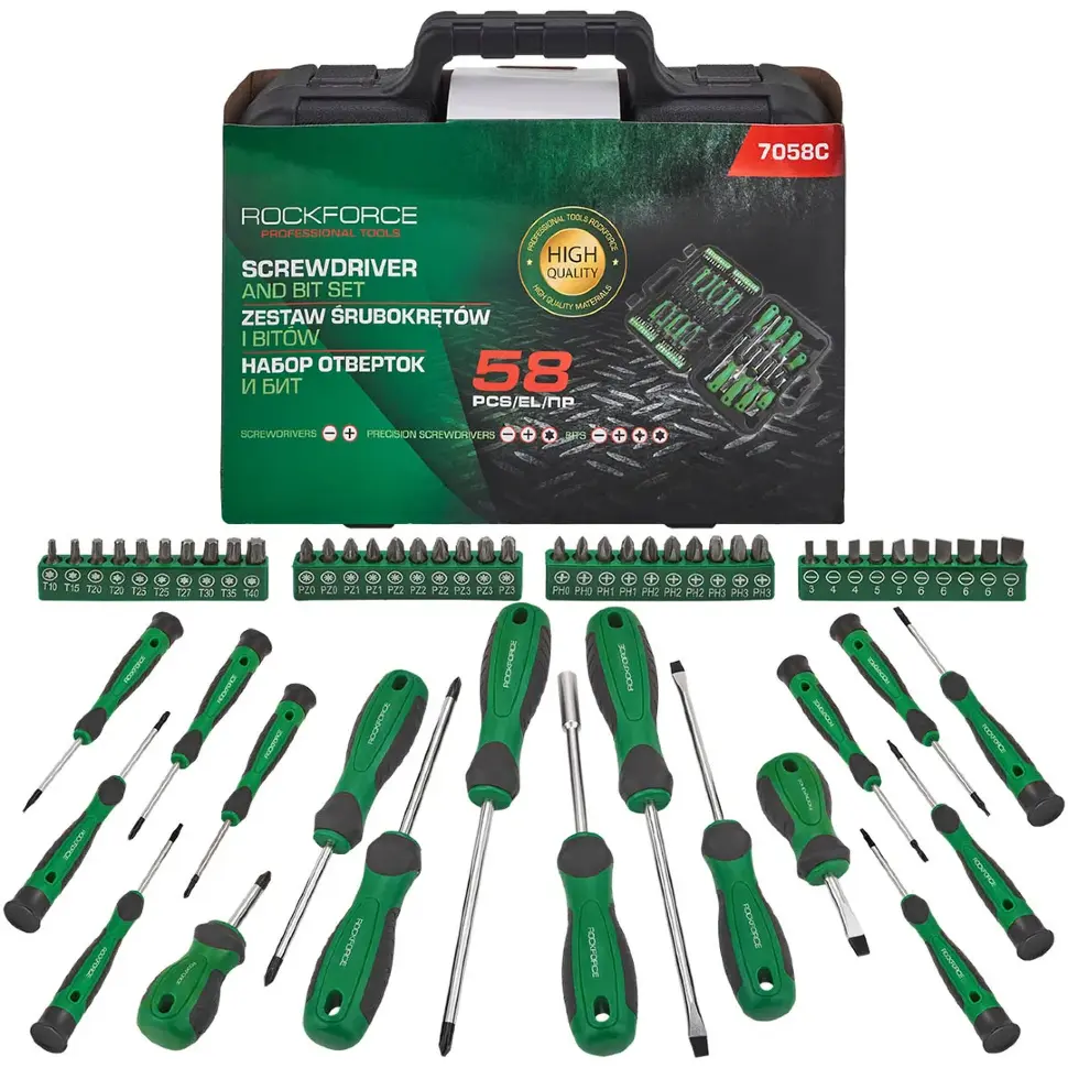 Отвертки в комплекте с битами, набор 58пр. RockFORCE Rock FORCE RF-7058C