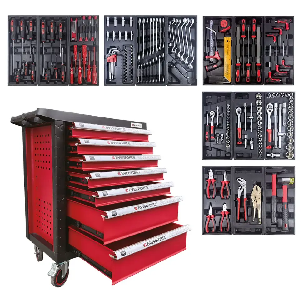 Тележка инструментальная 7-и полочная с набором инструментов 181пр EVERFORCE EF-55304