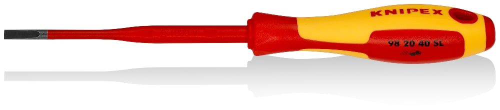 Отвертка SL4.0x0.8 шлицевая Slim VDE 1000V, длина стержня 100 мм, L-202 мм   ...KNIPEX 982040SL
