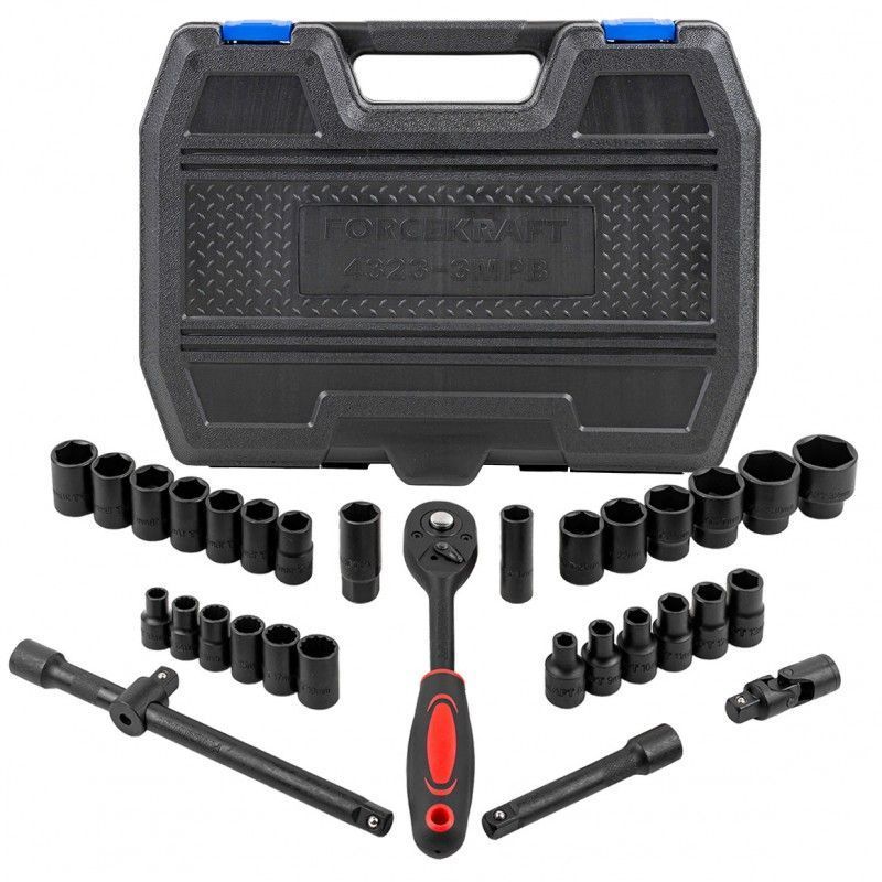 Набор инструментов ударных 32пр., 1/2" 6гр. (8-36мм) FORCEKRAFT FK-4323-3MPB