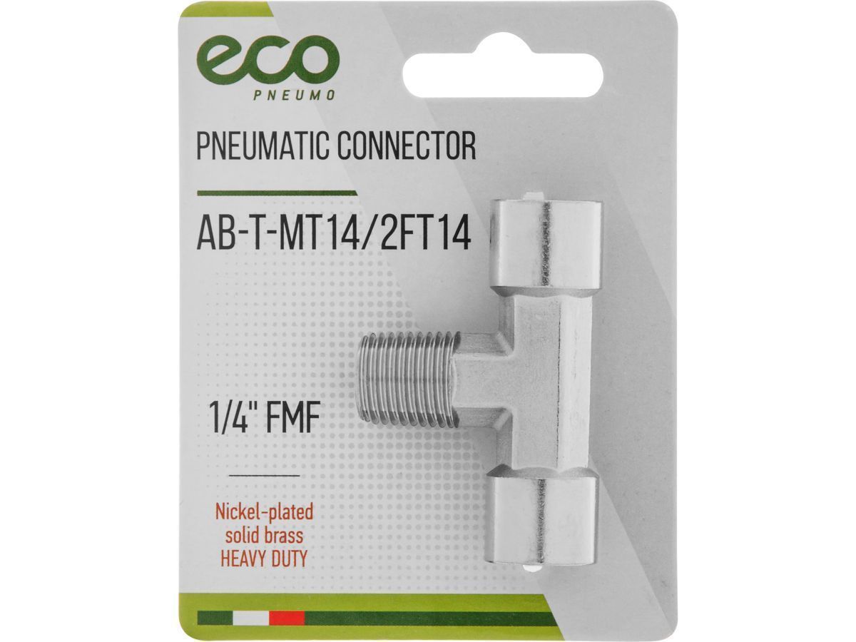 Соединение нар. резьба 1/4" х внутр. резьба 1/4" (2) Т-образное (латунь) ECO AB-T-MT14/2FT14