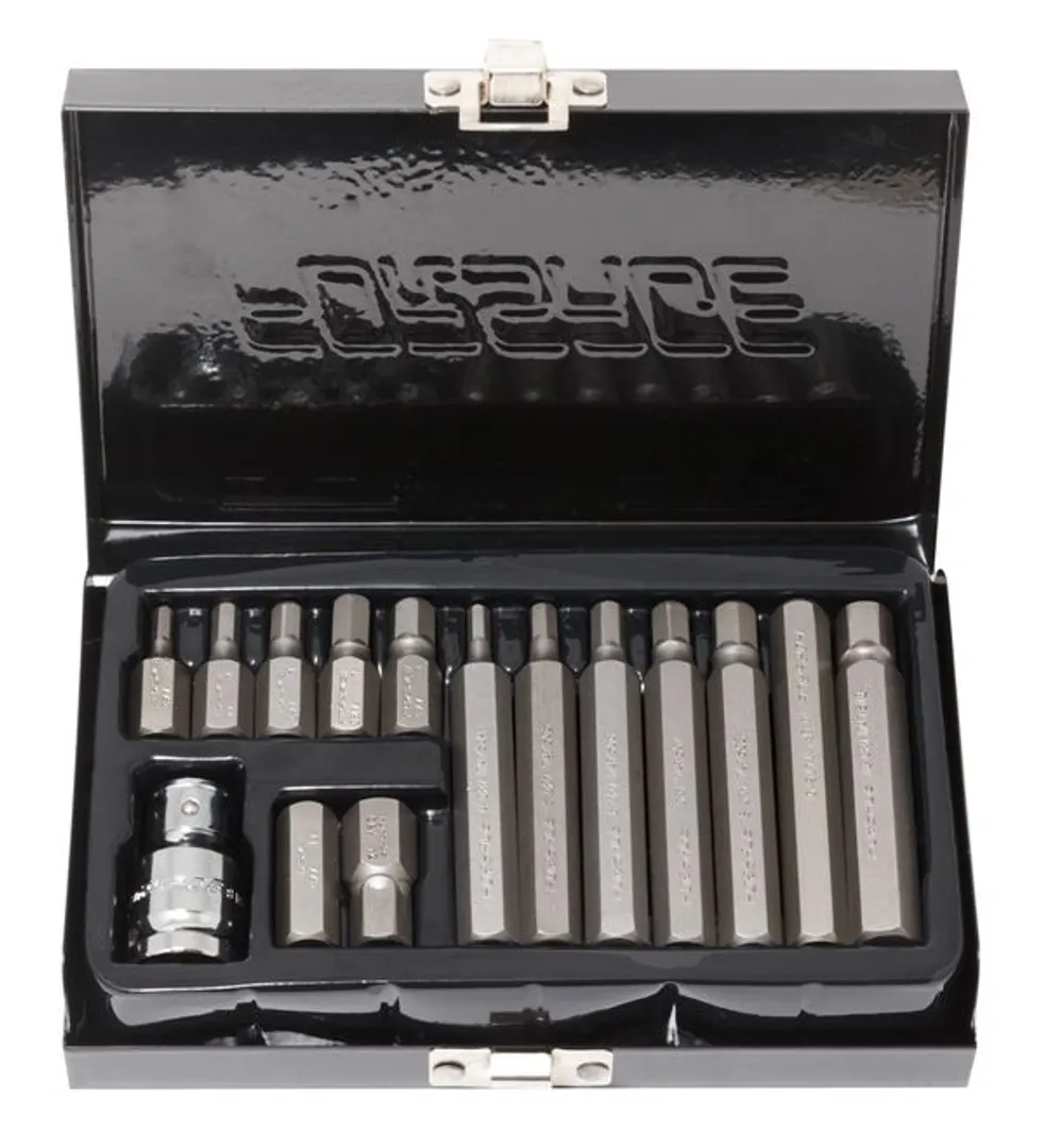 Набор бит HEX, 15пр. 1/2", 4-12мм, в металлическом кейсе Forsage F-4155(C)