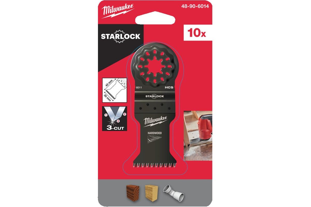 Полотно для мультитула Starlock 35x42 мм (10 шт / HCS) по твердой древесине MILWAUKEE 48906014