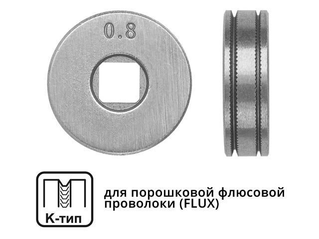Ролик подающий ф 25/7 mm, шир. 7.5 mm, проволока ф 0.8-1.0 mm (K-тип) (для флюсовой (FLUX) проволоки...SOLARIS WA-2432