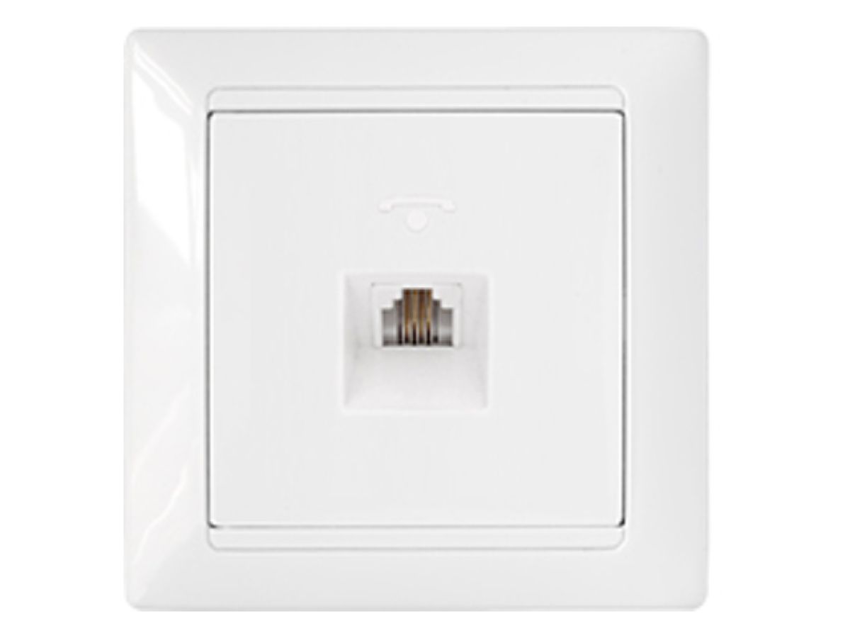Розетка 1-ая телефонная (скрытая) белая, Стиль (85.2x75x40mm) BYLECTRICA ТР4-034