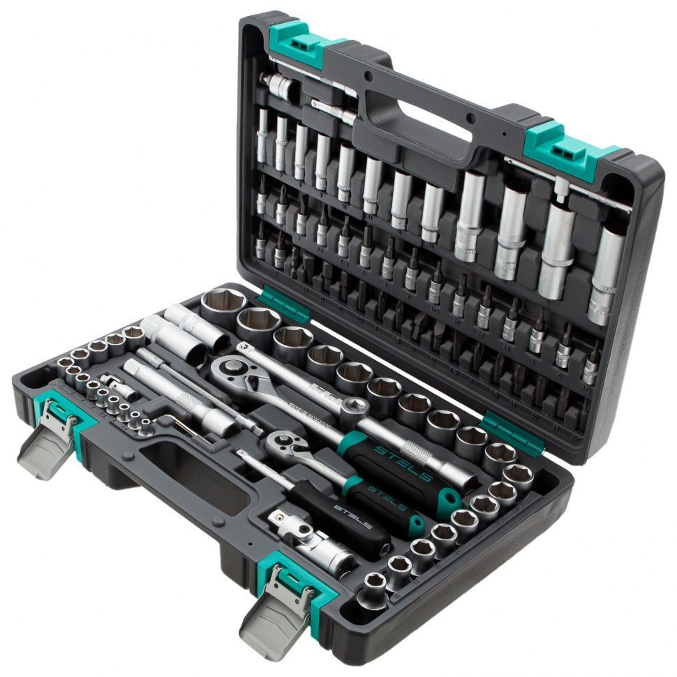 Набор инструментов, 1/2", 1/4", CrV, пластиковый кейс 94 предм. Stels 14106