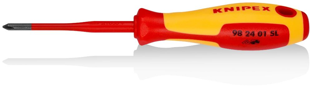 Отвертка крестовая PH1 Slim VDE 1000V, длина стержня 80 мм, L-187 мм  KNIPEX 982401SL