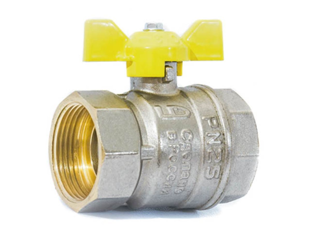 Кран шаровый 1/2" стандарт вн.-вн. бабочка (ГАЗ) PN 40 LD LD47.350.15
