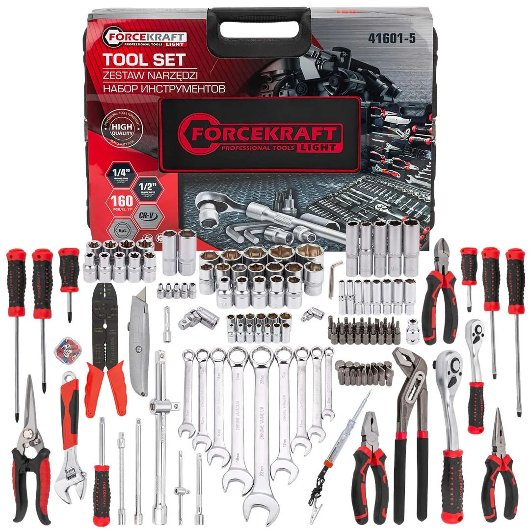 Набор инструментов 160пр. 1/4''1/2''6гр  FORCEKRAFT LIGHT FK LIGHT-41601-5