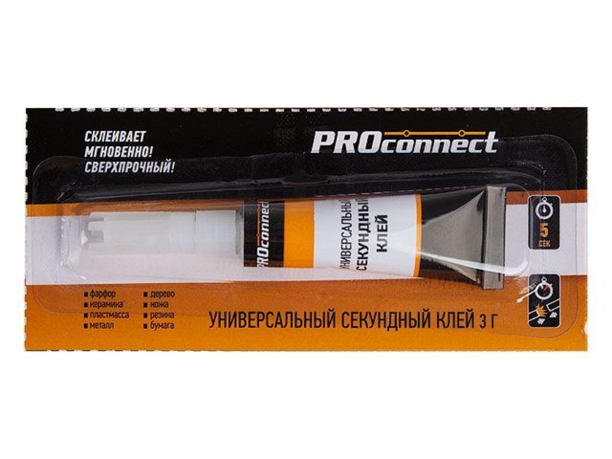 Клей-гель универсальный секундный 3 г на мульти-карте, PROCONNECT 61-0910