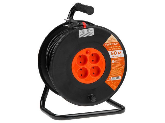 Удлинитель на катушке 50м (4 роз., 3.5кВт, б/з, ПВС 2х1.5)  ЮПИТЕР JP8403-03