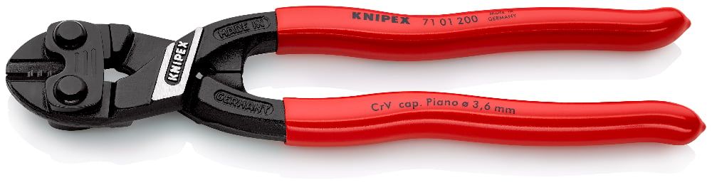 Болторез компактный CoBolt®, L-200 мм, чёрный, обливные рукоятки   ...KNIPEX 7101200