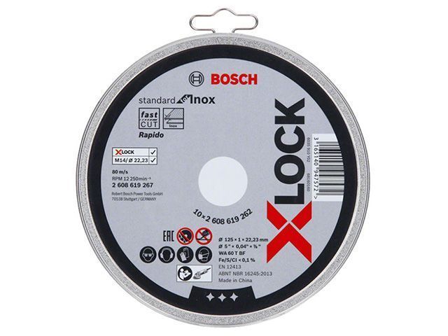 Круг отрезной 125x1.0x22.2 mm для нерж. стали X-LOCK Standard (10 шт.)  BOSCH 2608619267