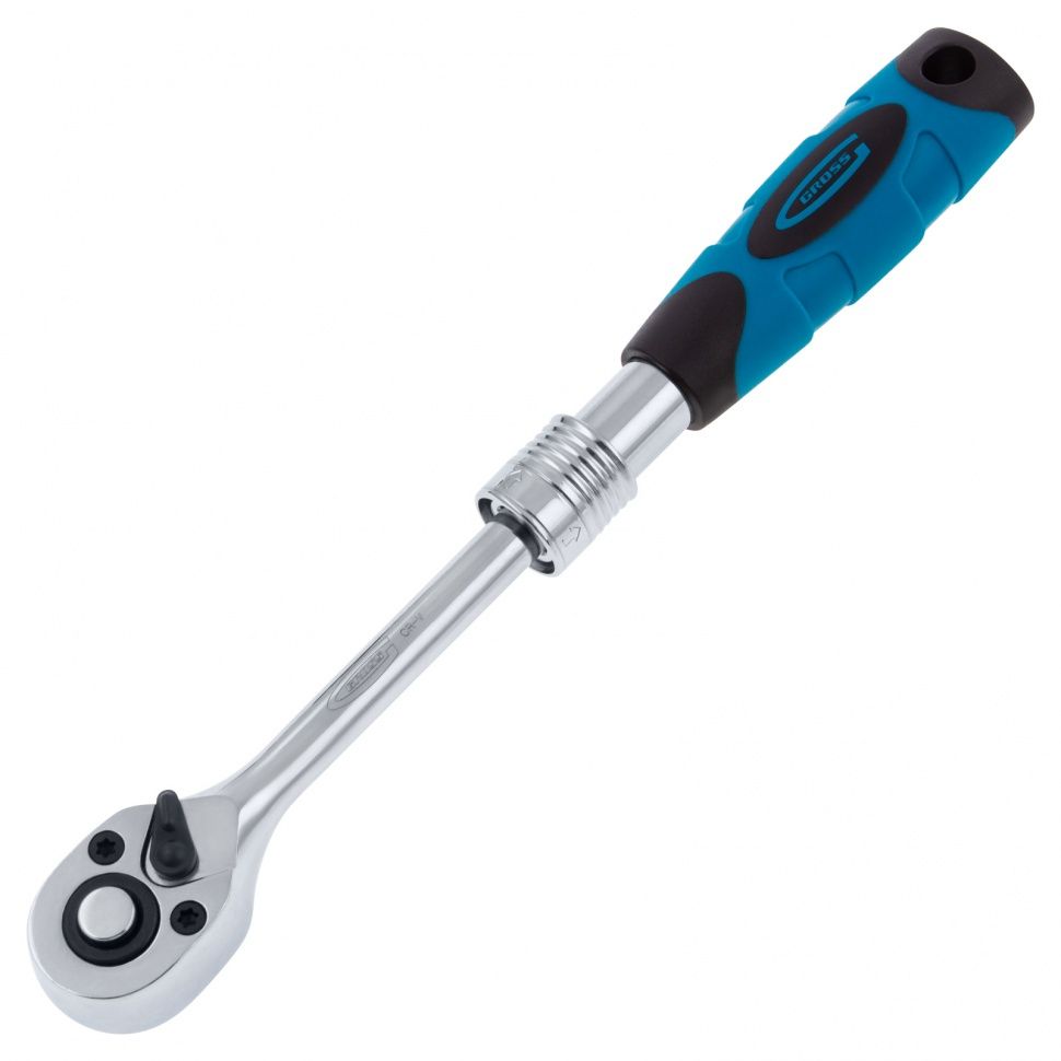 Ключ телескопический трещоточный 1/4", 150-200 mm, CrV, хромир., 2-х комп. рукоятка Gross 14074