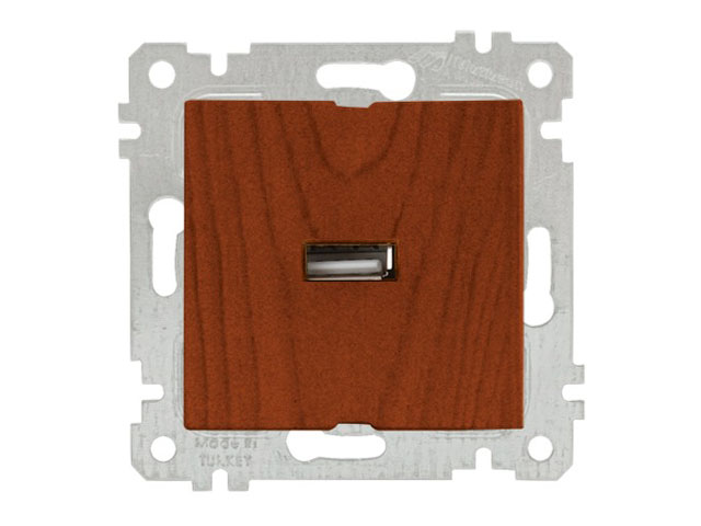 Розетка 1-ая USB (скрытая, без рамки) вишня, RITA (16 A, 250 V, IP 20)  ...MUTLUSAN 2200 448 0156